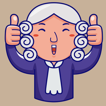 male judge in white wig is happyのイラスト素材