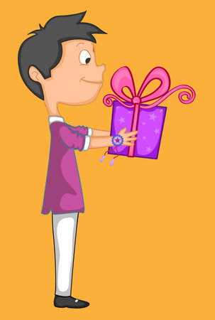 man dad giving a box a giftのイラスト素材