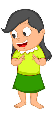 little girl in yellow clothesのイラスト素材