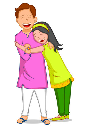 married couple joyfully hugging vector illustrationのイラスト素材
