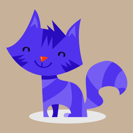 blue kitten with red noseのイラスト素材