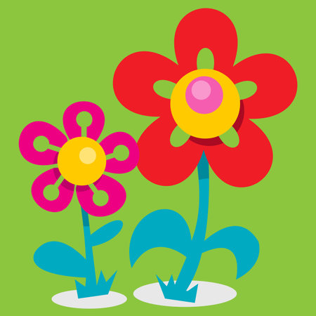 application of flowers on a green backgroundのイラスト素材