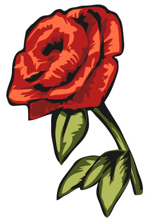 red rose applique embroidery vector illustrationのイラスト素材
