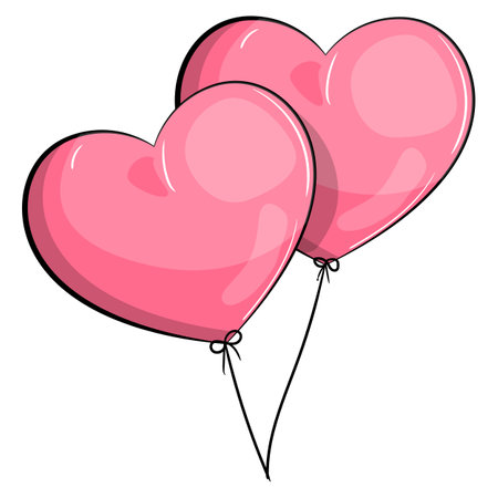 festive balloons in the shape of pink heartsのイラスト素材
