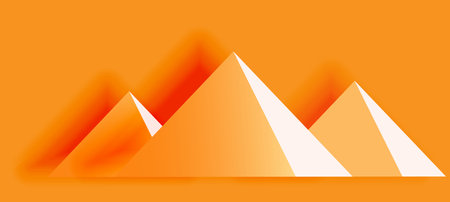 three pyramids on an orange backgroundのイラスト素材