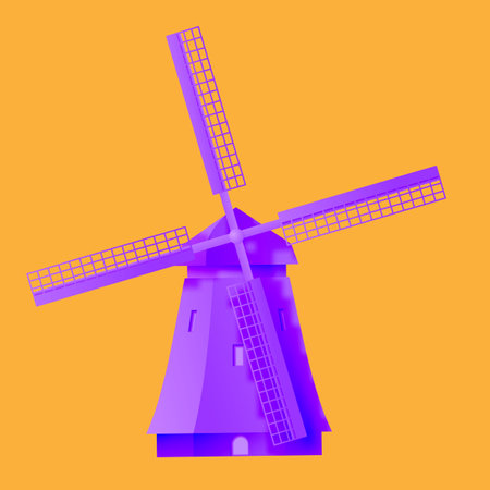 purple windmill on orange backgroundのイラスト素材