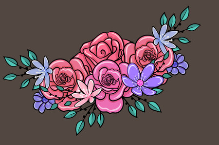 group of flowers for applique vector illustrationのイラスト素材