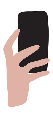 hand holding phone selfie vector illustrationのイラスト素材