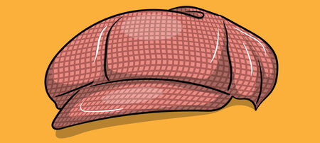 men's brown checkered cap vector illustrationのイラスト素材