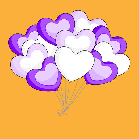 bunch of white and blue heart shaped balloonsのイラスト素材
