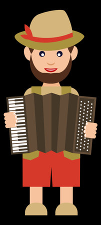 German man in a hat and button accordionのイラスト素材