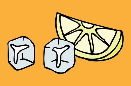lemon wedge with ice cubesのイラスト素材