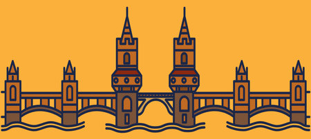 big vintage bridge vector illustrationのイラスト素材