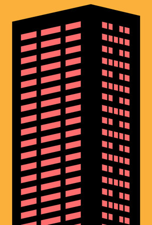 high-rise building with luminous windowsのイラスト素材