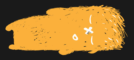 yellow shaggy monster with white eyes sleepingのイラスト素材