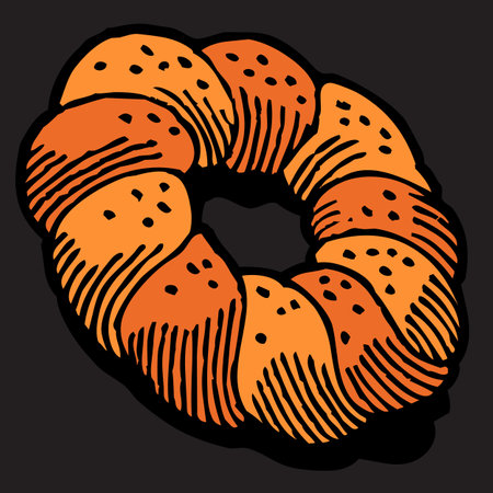 bagel kalach pretzel vector illustrationのイラスト素材
