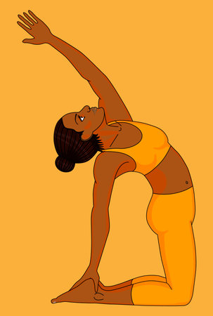 woman yoga orange background asanaのイラスト素材