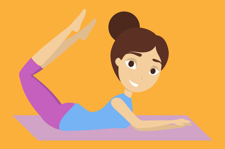 woman doing yoga lying on a matのイラスト素材