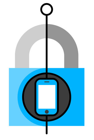 colored lock icon with phone logoのイラスト素材