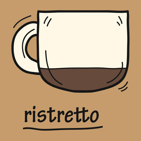 cup of ristretto coffee on brown backgroundのイラスト素材