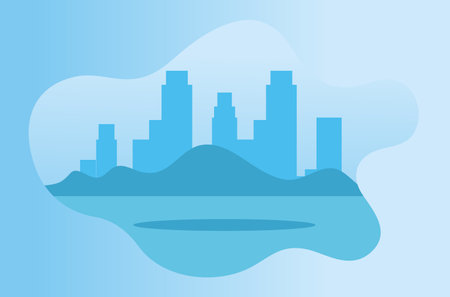 city silhouette from afar vector illustrationのイラスト素材