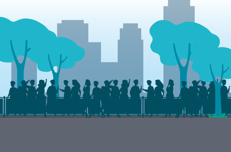 road silhouette city and peopleのイラスト素材