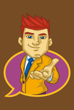 a man in a suit holds out his hand to youのイラスト素材