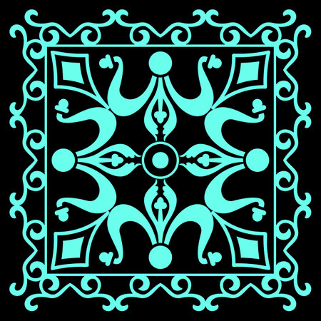 square pattern ornament blue snowflakeのイラスト素材