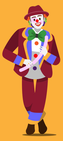 male clown with makeup and in a clown costumeのイラスト素材