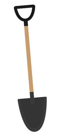 metal shovel with wooden handleのイラスト素材
