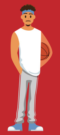 male basketball player with a ball for the gameのイラスト素材