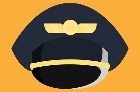 blue airplane pilot cap with emblemのイラスト素材