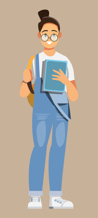 young girl student with glassesのイラスト素材