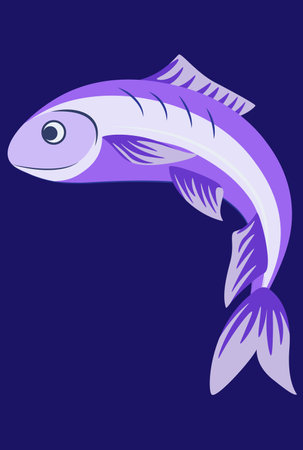 purple fish on blue backgroundのイラスト素材