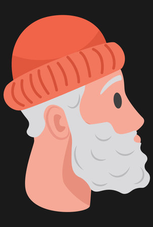bearded man in a red capのイラスト素材
