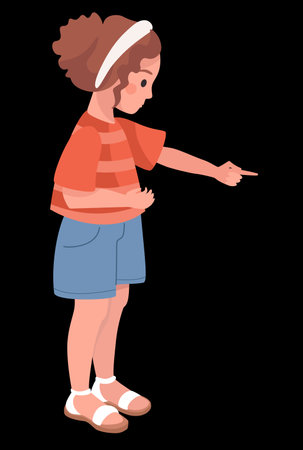 little girl points at something with her handのイラスト素材