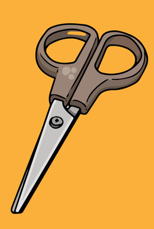 stationery scissors with brown handlesのイラスト素材