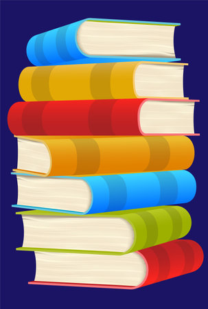 stack of books with colored coversのイラスト素材