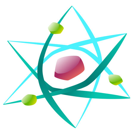 model of an atom with nucleus and orbitsのイラスト素材