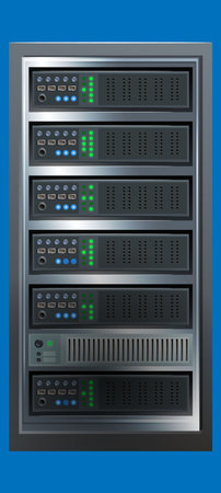 computer server set of instruments with light bulbs