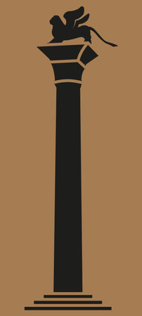 column with a winged lionのイラスト素材