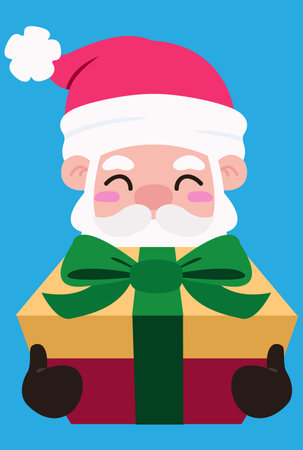 Santa Claus gives a giftのイラスト素材