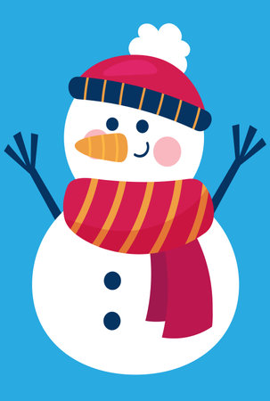 snowman in a hat and scarfのイラスト素材