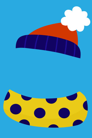 winter hat with bubo and polka dot charmのイラスト素材