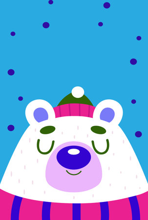white polar bear under the snowのイラスト素材