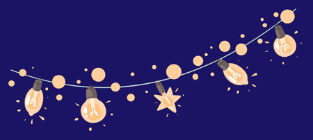 Christmas garland with beautiful light bulbsのイラスト素材