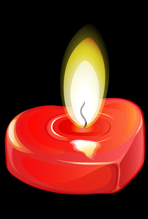 red flat candle in the shape of a heartのイラスト素材