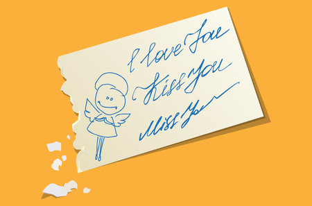 inscription on a note with a declaration of loveのイラスト素材