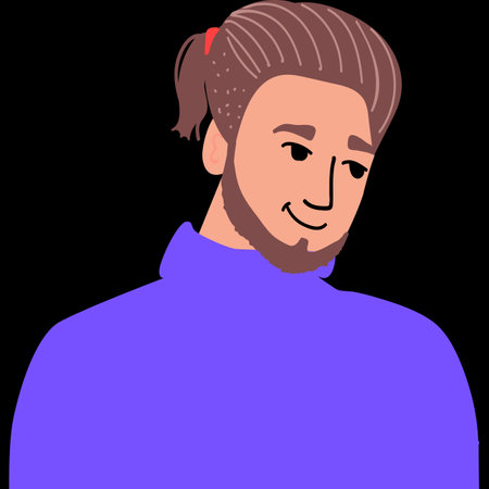 young man in a blue sweaterのイラスト素材