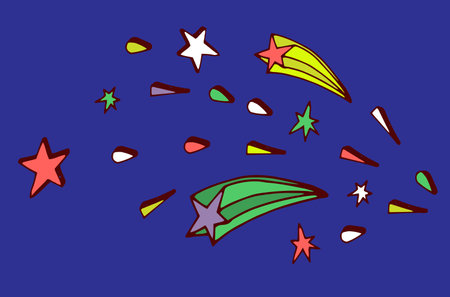 shooting stars in the skyのイラスト素材